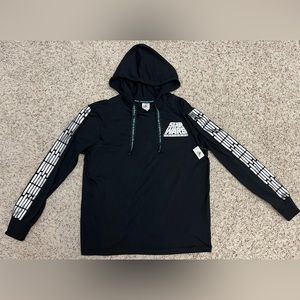 Disney Star Wars Hoodie T Shirt Black & Silver Foil Long Sleeve Roman Numerals